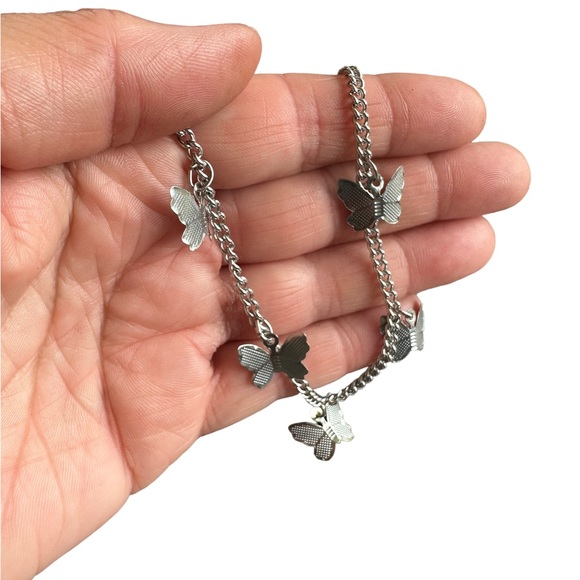 Silver Butterfly Charm Adjustable Necklace - Picture 3 of 3